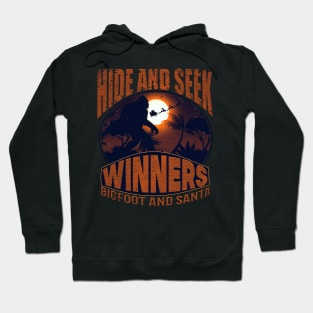 bigfoot and santa hide and seek winner. 80s funny puns Hoodie